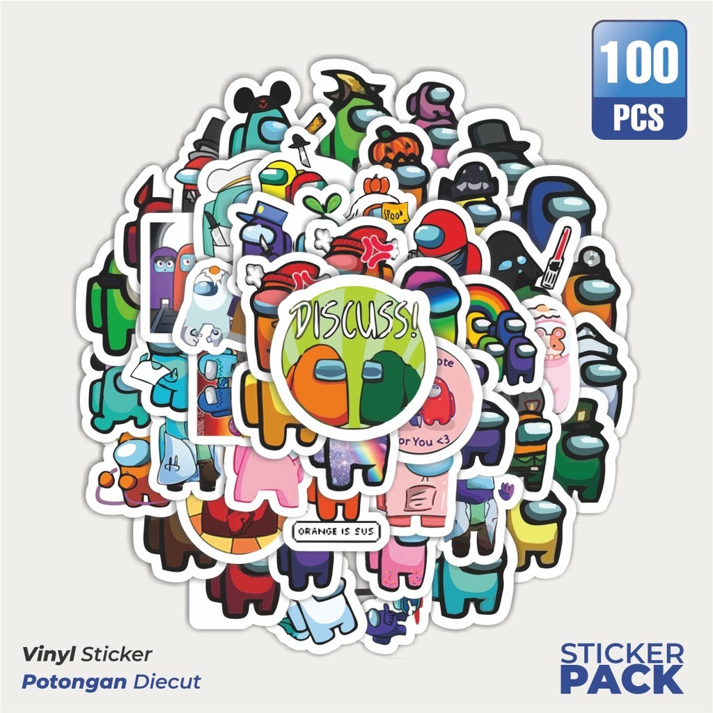 

MURAH 100 PCS Stiker Karakter Game Among Us Waterproof Aesthetic- Untuk Laptop, Motor, dan Helm - Paper Stationery Pack