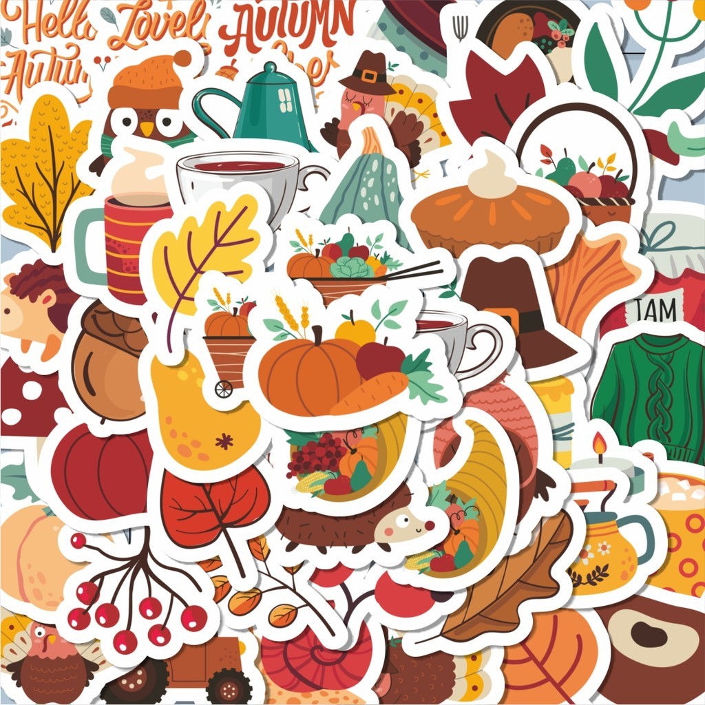 

100PCS Lucu Stiker Musim Gugur Stiker Aesthetic Stiker Anti Air Stikers Berperekat Waterproof sticker decal buat Motor Helm Buku Journal Koper Casing HP Laptop Botol Minum Hadiah anak