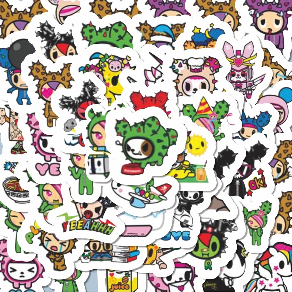 

100PCS Lucu Stiker Karakter Tokidoki Stiker Aesthetic Stiker Anti Air Stikers Berperekat Waterproof sticker decal buat Motor Helm Buku Journal Koper Casing HP Laptop Botol Minum Hadiah anak