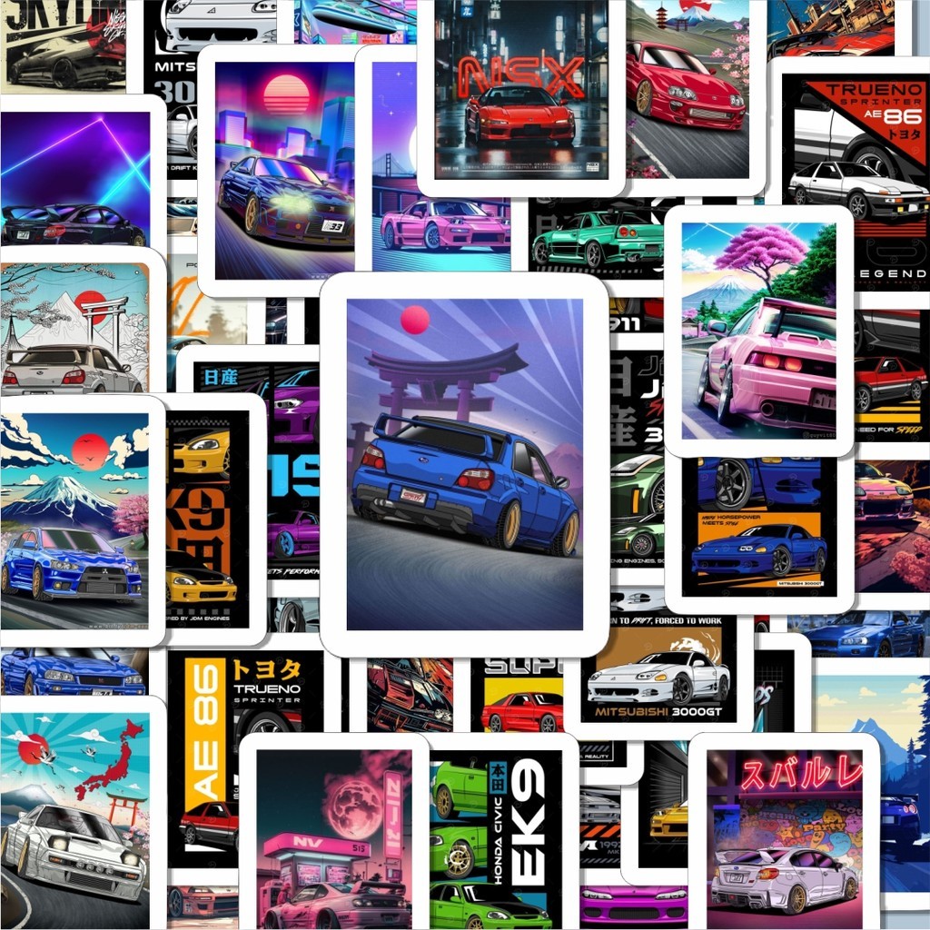 

100PCS Lucu Stiker Super Street Racer JDM Car Stiker Aesthetic Stiker Anti Air Stikers Berperekat Waterproof sticker decal buat Motor Helm Buku Journal Koper Casing HP Laptop Botol Minum Hadiah anak