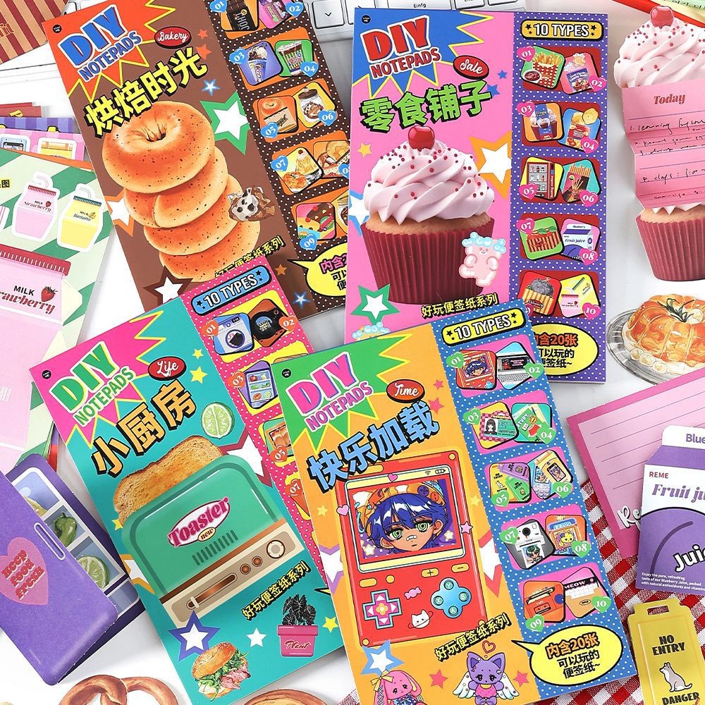 

20pcs INS Cute Snack dessert Material Paper Decorative Stationery Scrapbooking Memo Pad Diary Album Lable Decorative paper