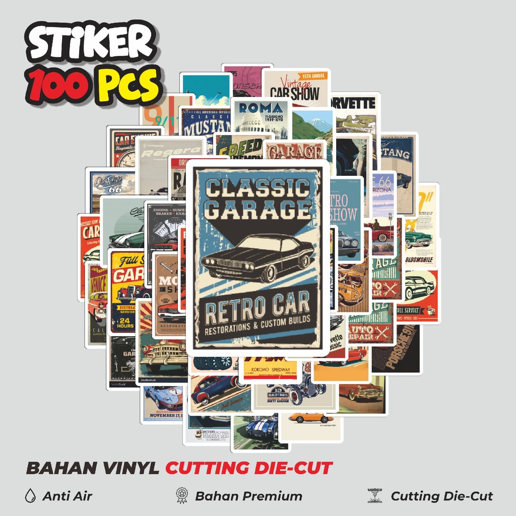 

Terbaru! 50 pcs Stiker Mini Retro Car Poster Dekorasi Lucu Kreatif untuk Notebook, Skateboard, HP
