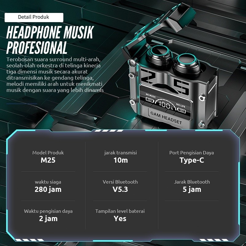 COD TWS Headset Bluetooth GAMING Earphone Bluetooth Wireless Bass Headphone Bluetooth 5.3 Full Bass