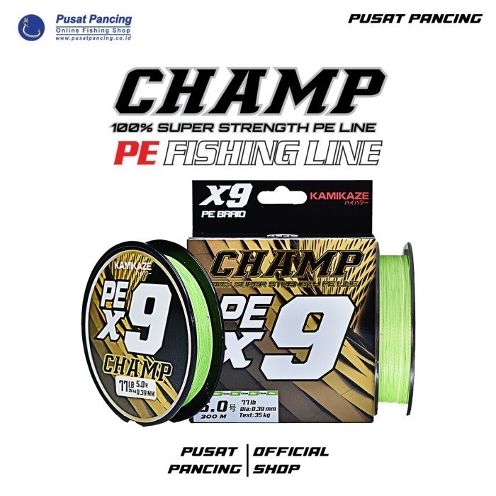 Senar Pancing PE KAMIKAZE CHAMP X9 300meter Flame Green - PE 1.5 - 4.0 - PE 1.5