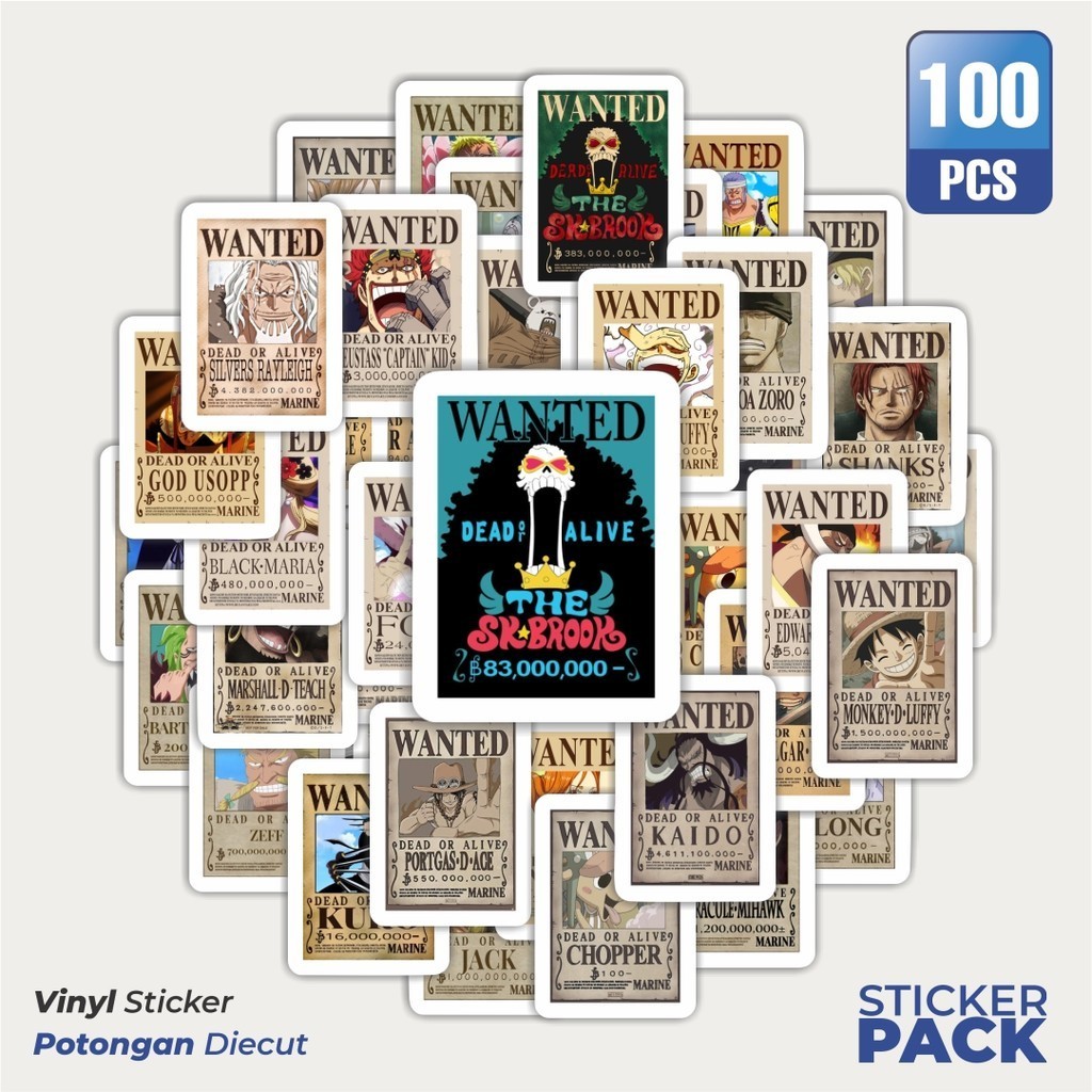 

Stiker Vinyl Stiker Anime One Piece Wanted Waterproof Aesthetic- Untuk Laptop, Motor, dan Helm - Paper Stationery Pack