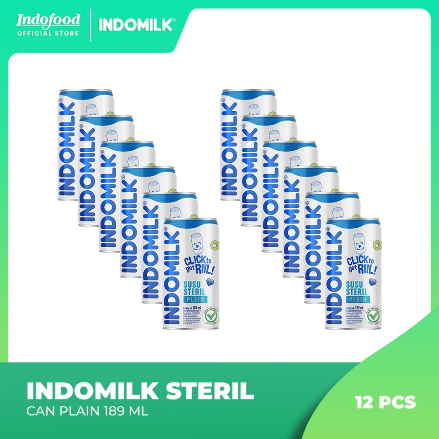 

12 PCS - Indomilk Steril Can Plain 189 mL