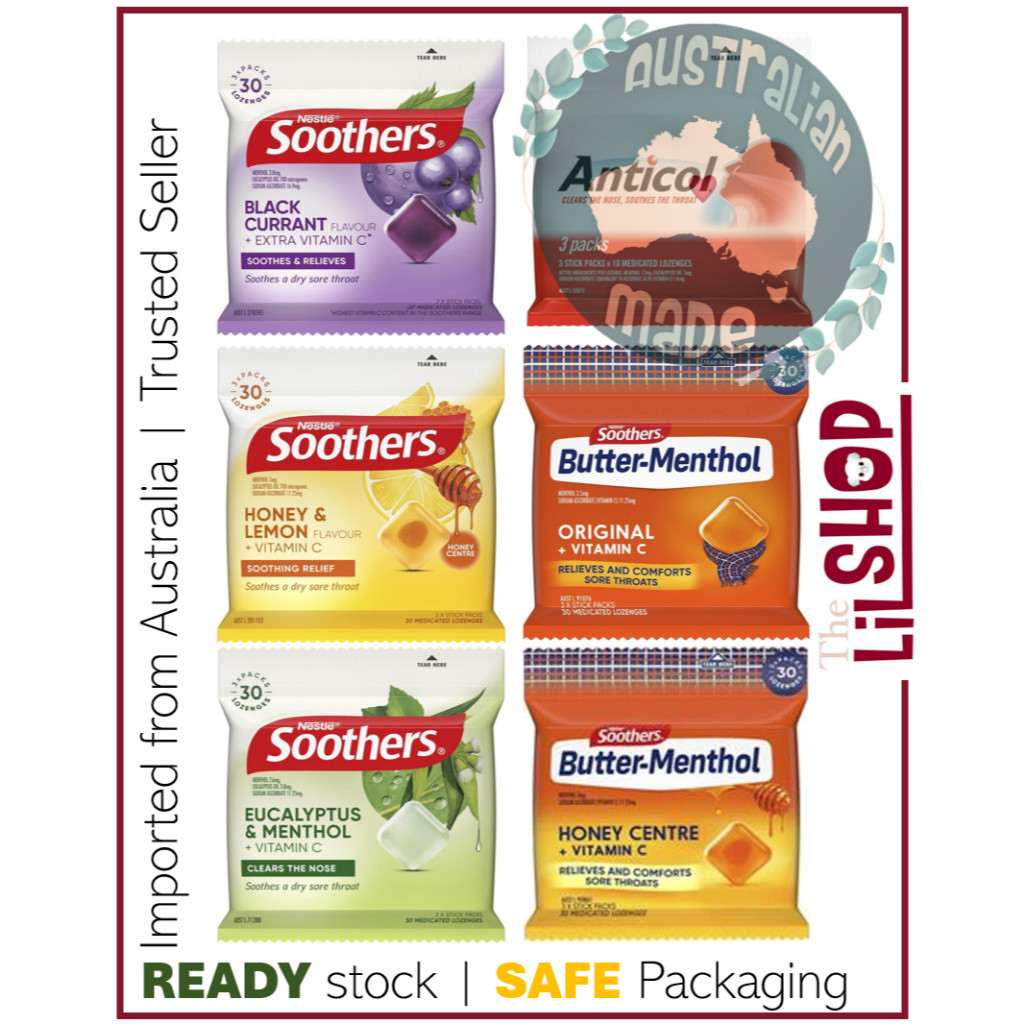 Nestle Soothers Anticol Buttermentol Butter-menthol Lozenges Multipack 3 x 10 Packs ( permen pelega 