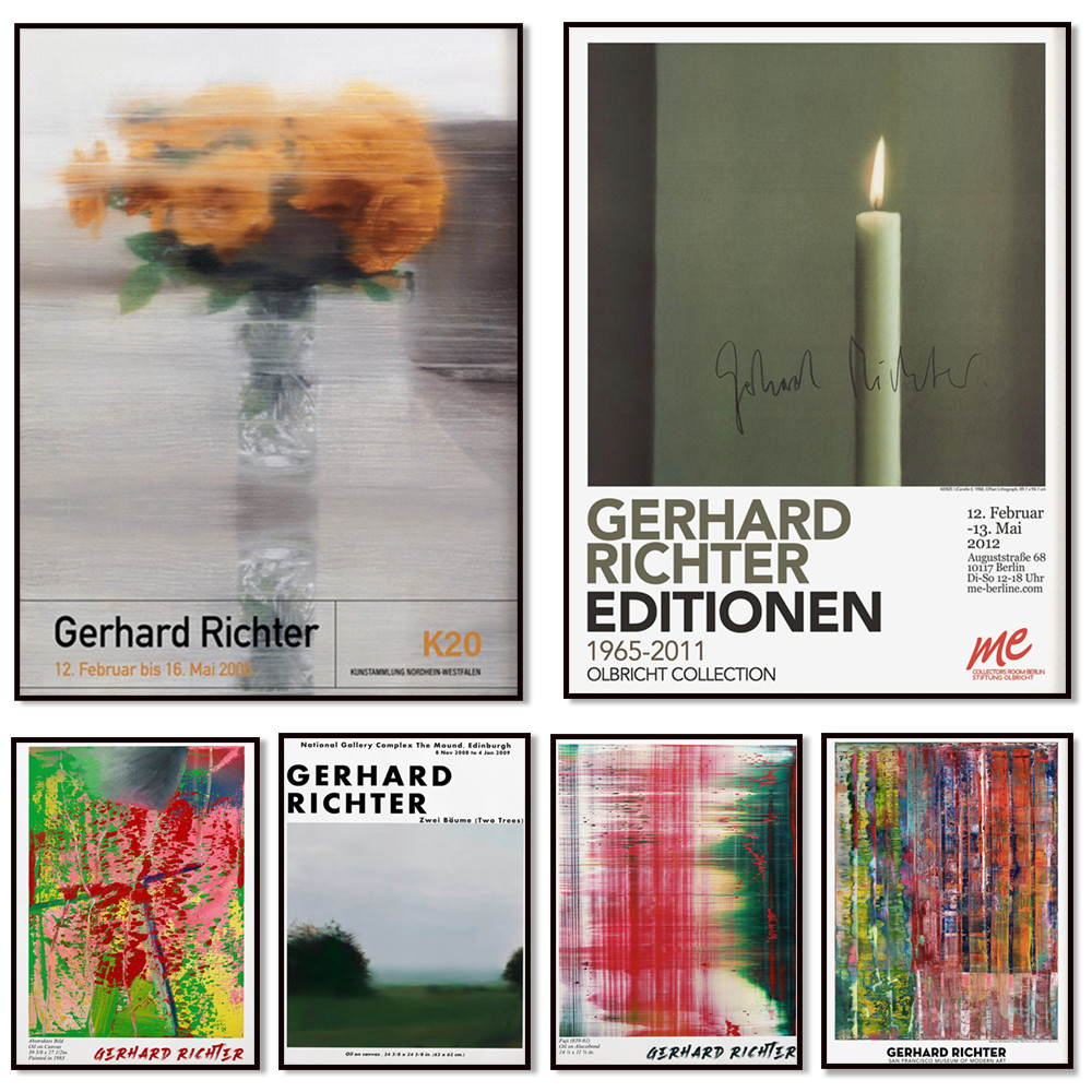 

Gerhard Richter exhibition poster, abstract striped painting, rose, candle/Kirtz wall art prints, home decor gifts