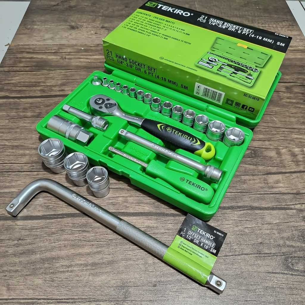Kunci Shock Sock 24 Pcs Toolkit Tekiro 1 Set Lengkap + Gagang Sok L 1/2 Inch Handle Sok + Mata Sok T