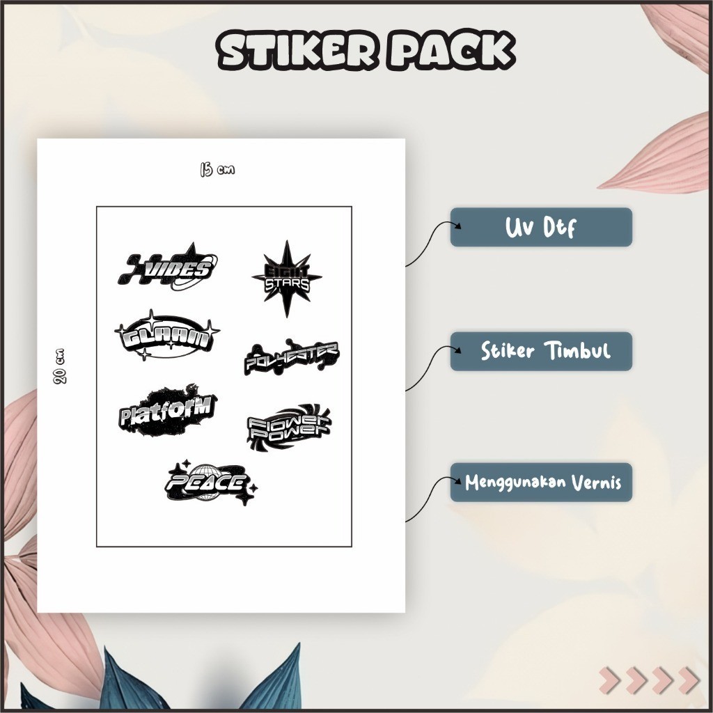 

Stiker Sticker Setiker Setikker Pack UV DTF Motif Black and White Retro P79
