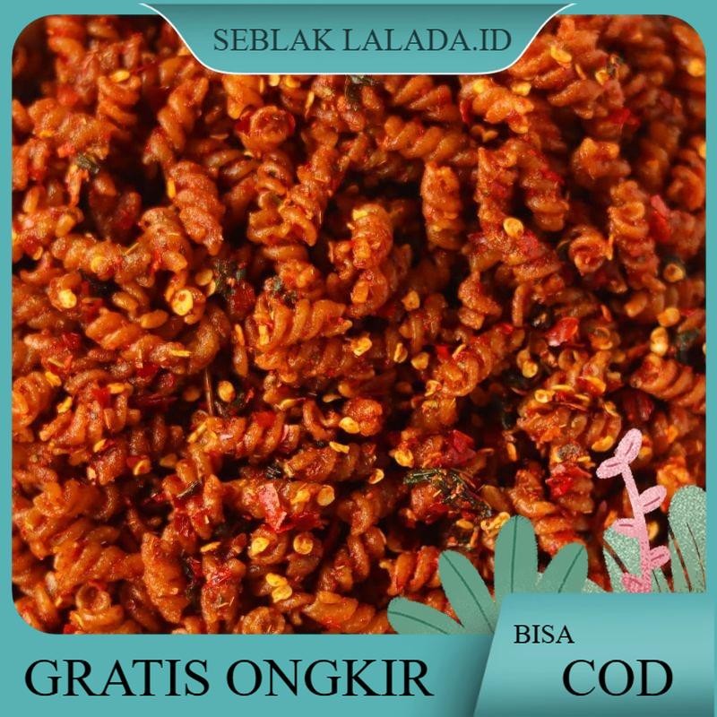 

Makaroni spiral Extra pedas Daun jeruk & Balado isi 1kg/1000 gram Cemilan Instan Food Snacks