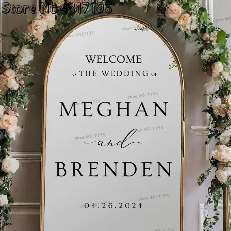 

DIY Welcome To Wedding Of Stickers Personalized Name And Dates Vinyl Stickers Custom Welcome Engagement Party Mirror Stickers