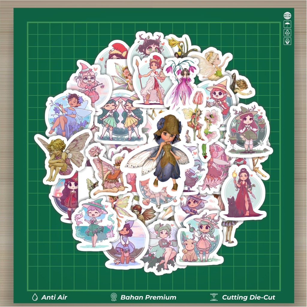 

HOT 50 PCS STIKER Stiker Flower Fairy [Peri Bunga] Stiker Fashion Cars Decal Dingin Kartu Album Custom Vinyl Anti Air- Sticker Aesthetic Buku Journal Koper Casing HP Tablet Laptop Helm Motor Botol Minum