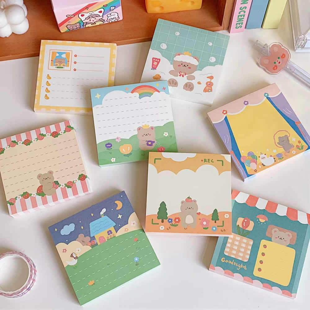 

MINKYS 100 Sheets Kawaii Sweet Bear Memo Note Pads Paper Daily To Do It Check List Paperlaria School Stationery
