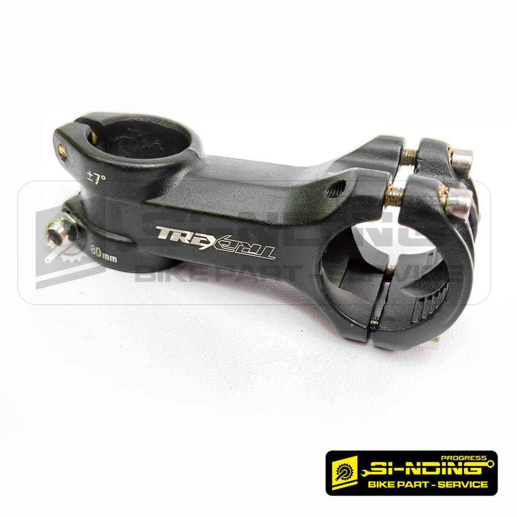Stem Trex Oversize 8cm 7 Derajat Sepeda MTB Roadbike 80 mm Nunduk Naik Hitam Alloy