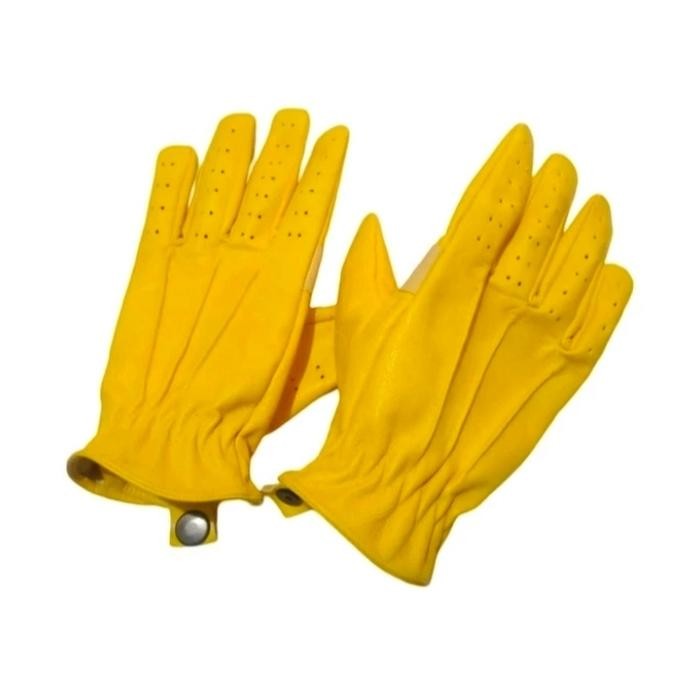 Sarung tangan motor kulit kuning || Gloves motor kulit kuning - M