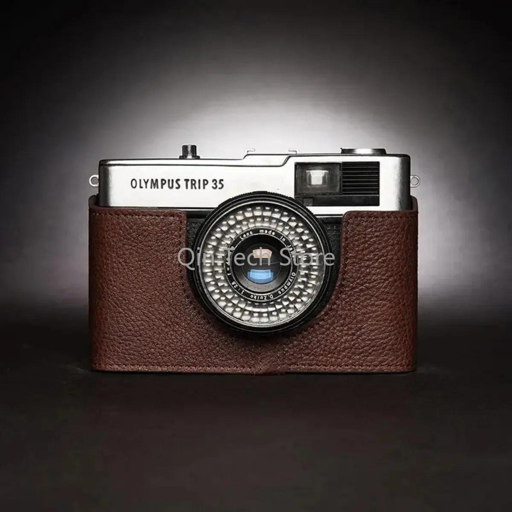 Genuine Real Leather Camera Bag Bottom Protect Case Cover Base Grip Shoulder Belt Neck Strap for Oly