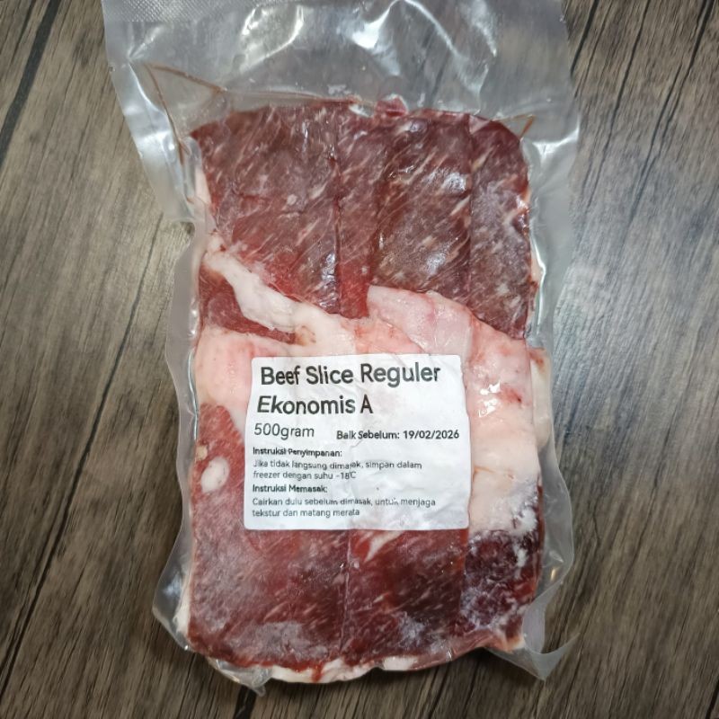 

Daging Sapi Slice Reguler Ekonomis Trimming 65CL A / Beef Reguler Slice Trimming 65CL A (500gram)