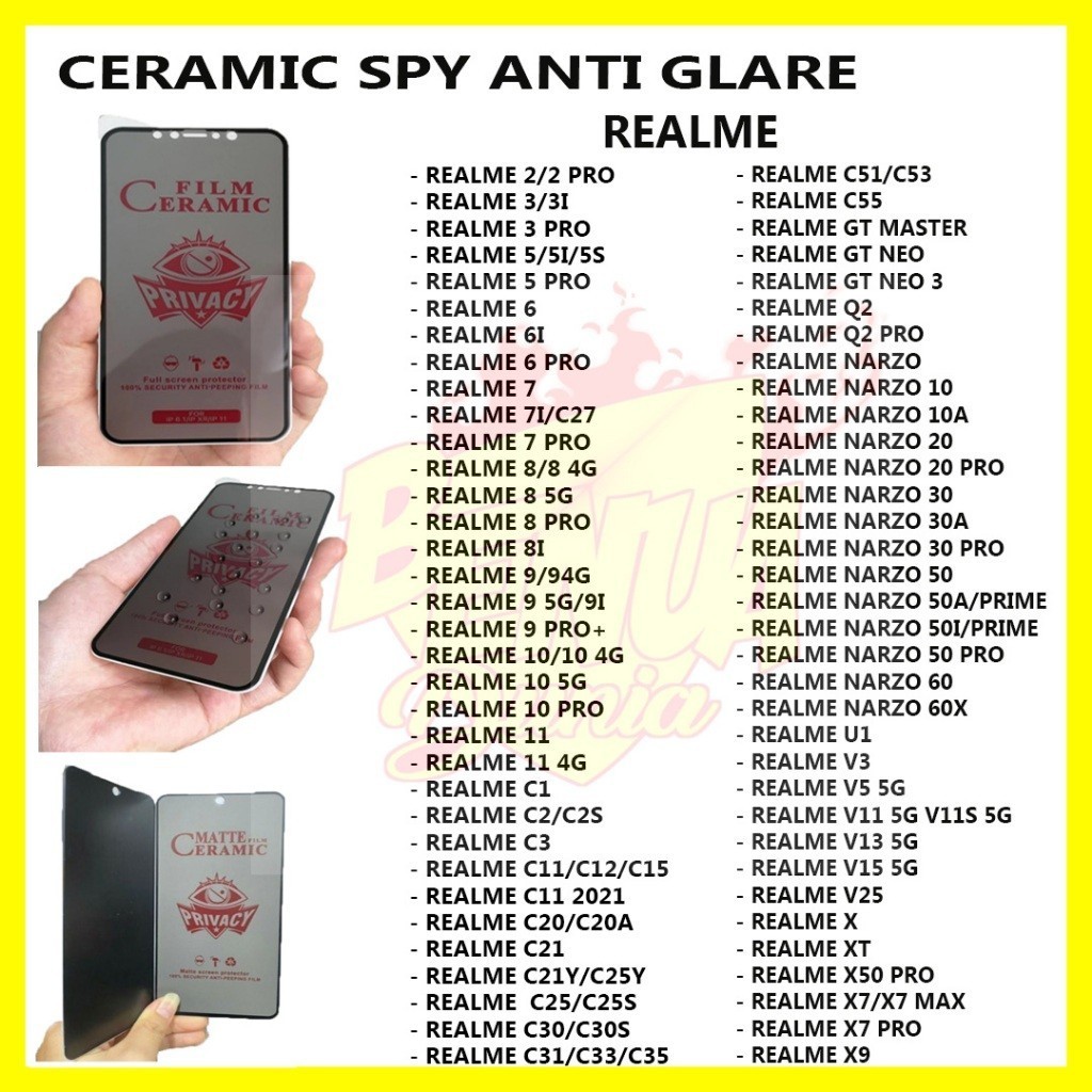 TEMPERED CERAMIC SPY REALME GT MASTER GT NEO NEO 3 Q2 Q2PRO NARZO 10 10A 20 20PRO 30 30A 30PRO 50 50