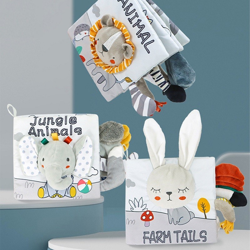 Baby Books Crinkle Sensory Toys for Babies Montessori Educational 3D Cloth Book Infant Soft Activity