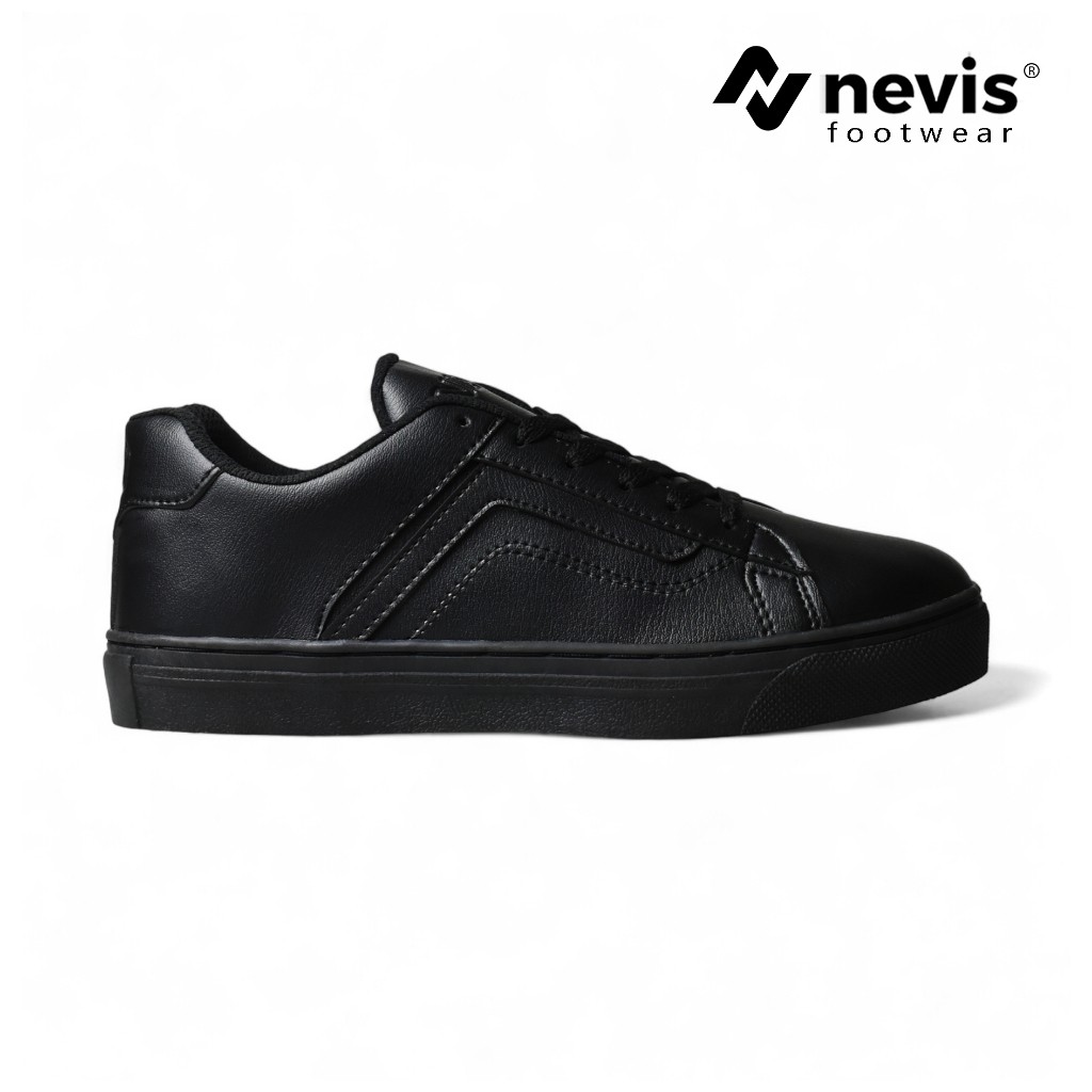 NEVIS Sepatu Casual Sneakers Pria Wanita Orlando Shoes Snekers Full Black Hitam Polos 37-44