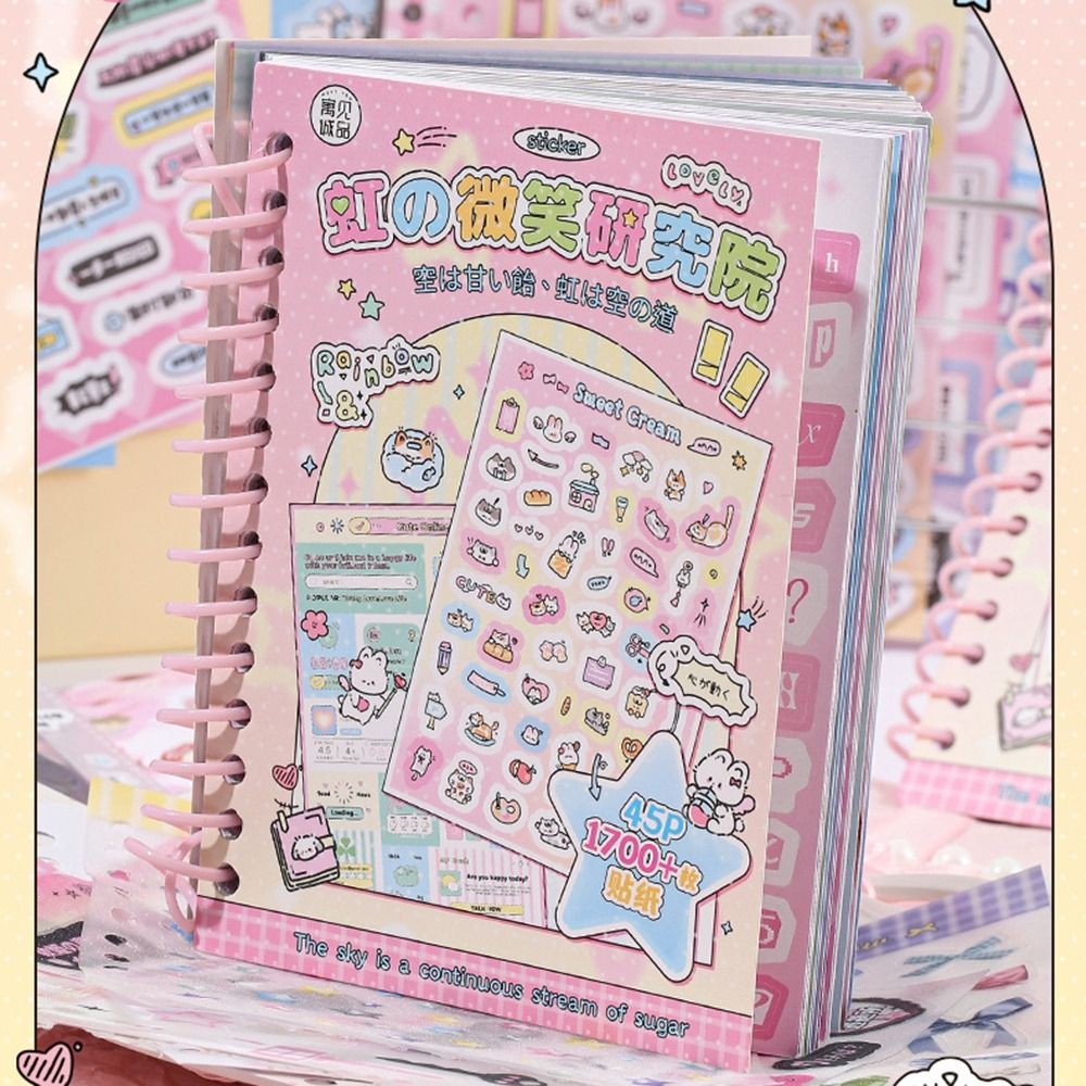 

45in1 Landscape Sticker Book Supermarket Bedroom Rainbow Smile 3D Scene Stickers Cartoon PET Miniature Scene Stickers Photo Prop