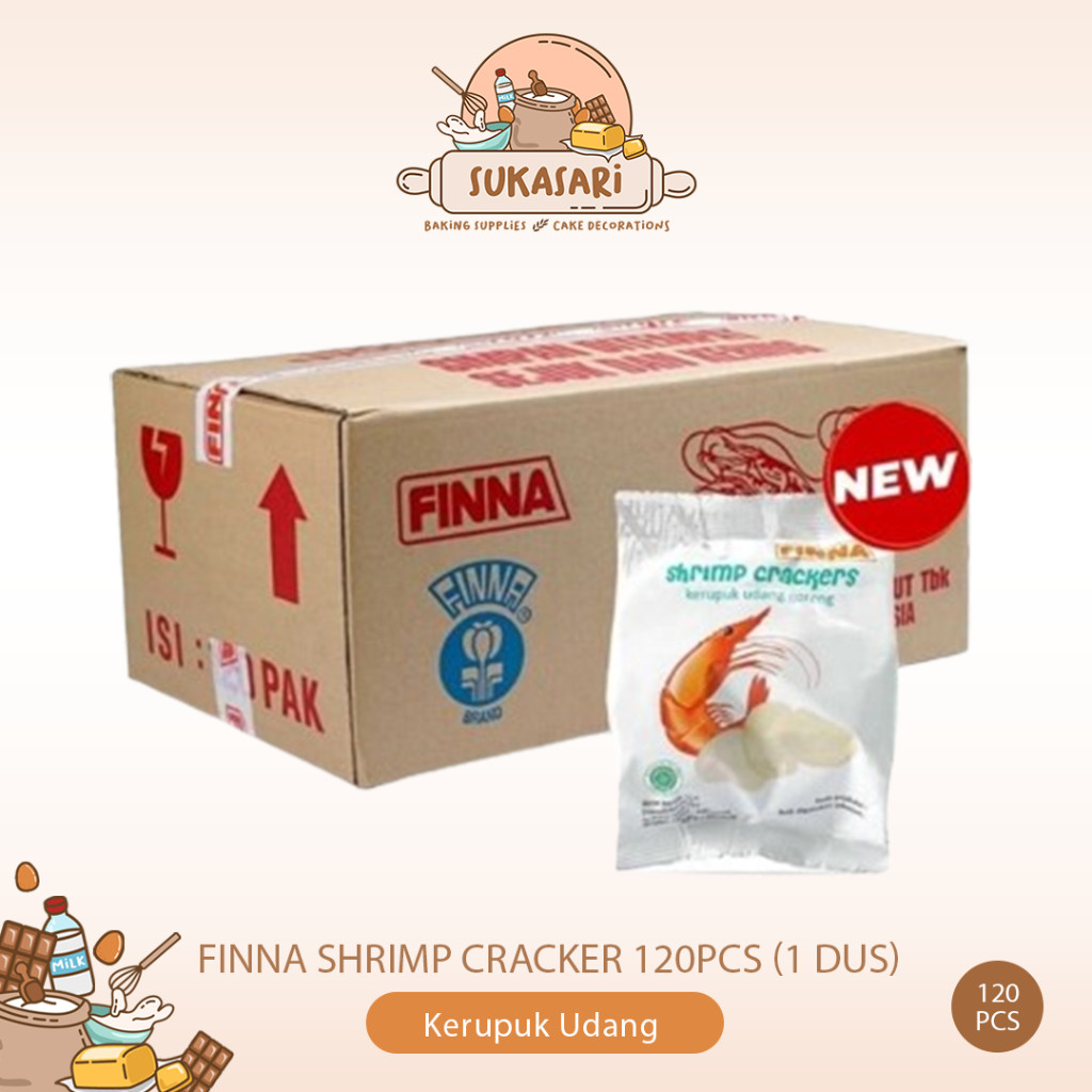 

GROSIR Finna Shrimp Cracker 10grx120 pcs Kerupuk udang goreng dus siap saji krupuk