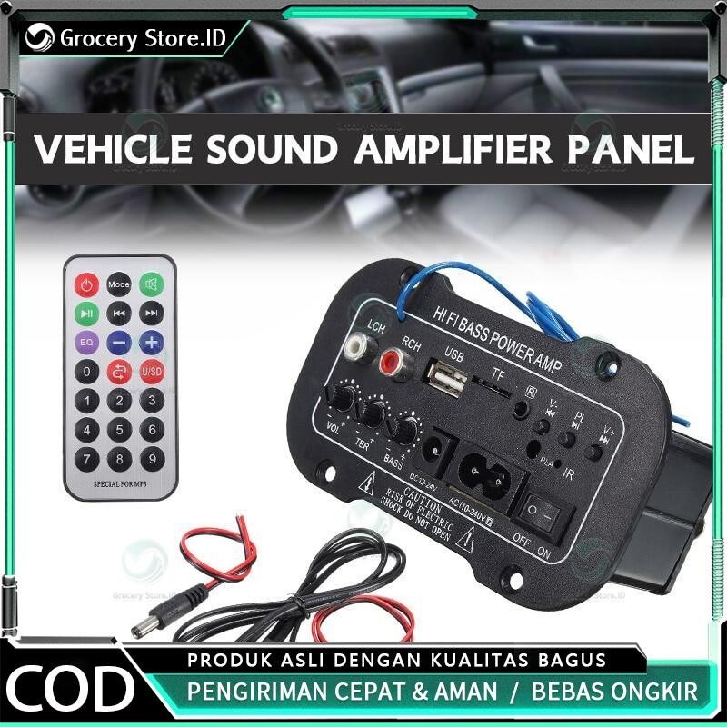 5 Inci 12V 24V 220V Amplifier Ampli Mini Board Audio Bluetooth USB FM Radio TF Player Subwoofer Mobi