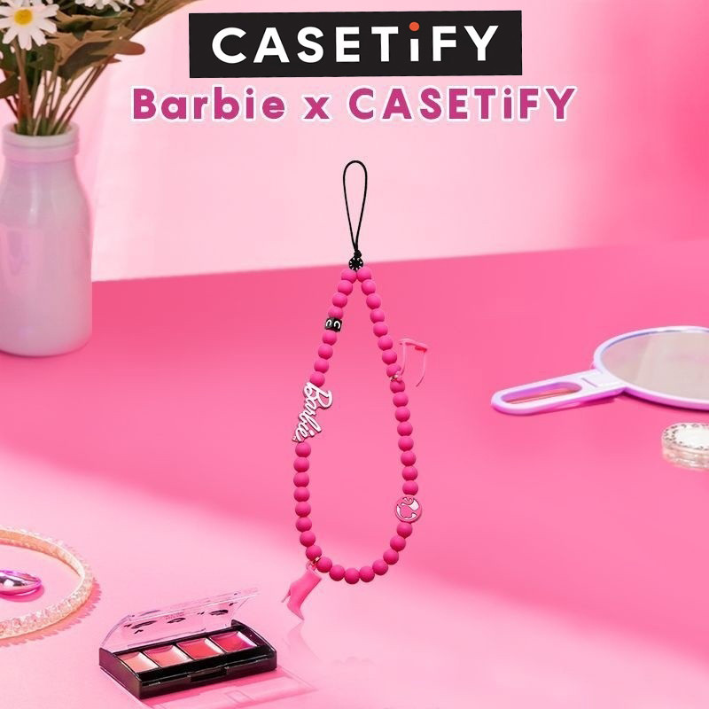 CASETiFY Fashion New Style Lovely Joint Name Barbie Phone Chain Barbie Pink Rubber Beaded Shockproof