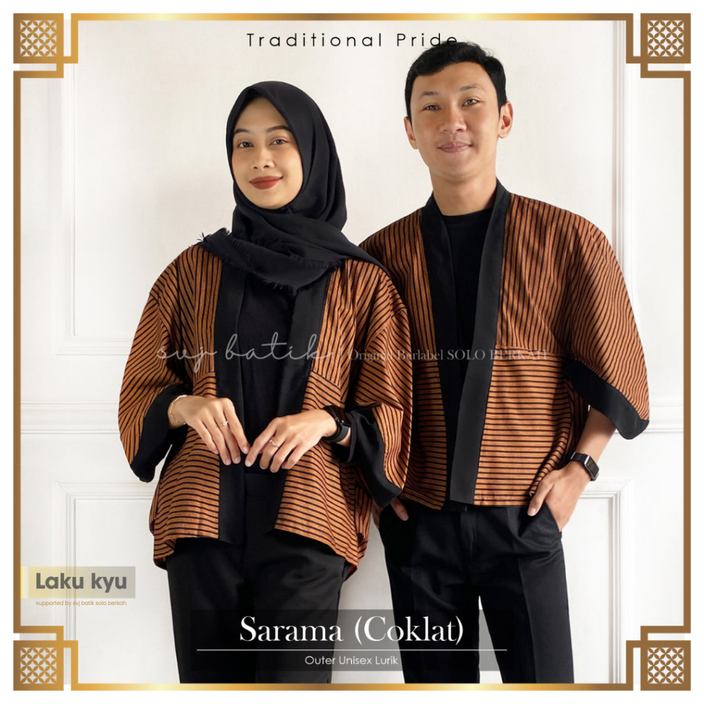 [LAPAKGROSIR] - Atasan outer kardigan lurik salur batik pria wanita outfit kondangan oversize katun 