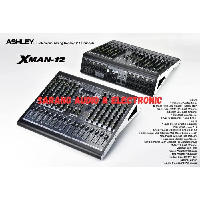 MIXER AUDIO ASHLEY XMAN12 XMAN 12 ORIGINAL 12 CHANNEL USB BT