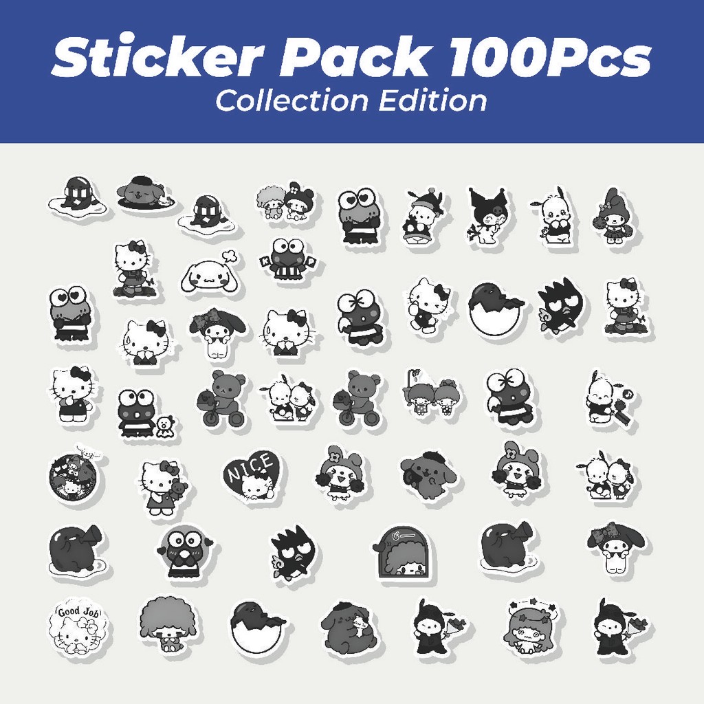 

Hot Stiker Black and White Famous Cartoon Lucu Anti Air Stikers Berperekat Waterproof Sticker Decal Buat Motor Helm Buku Journal Koper Casing HP Laptop Botol Minum