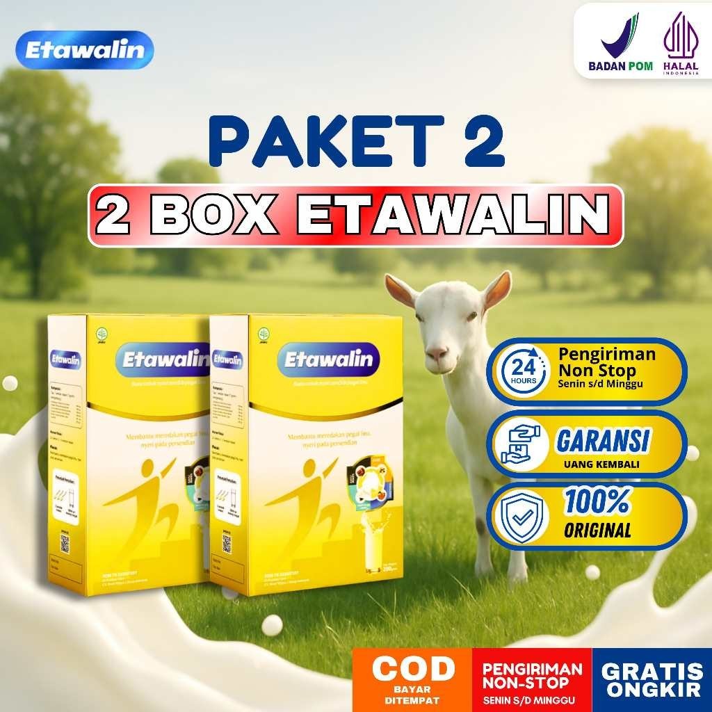 

PAKET 2 Box Etawalin - Susu Tulang ,Nyeri Sendi, Asam Urat Nomor 1 di Indonesia Original Asli 100%
