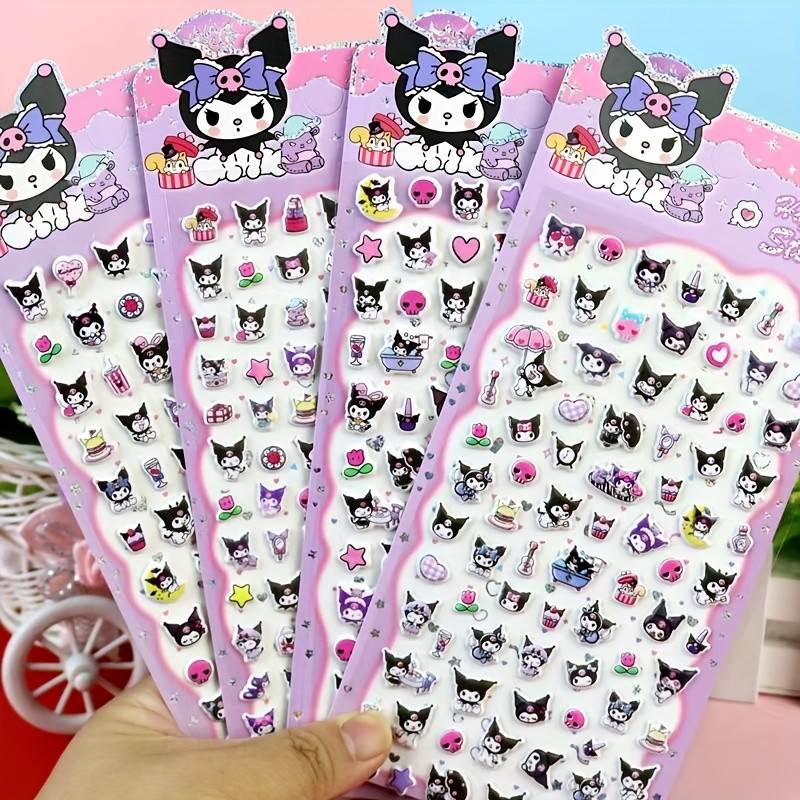 

Random 2PCS Sanrio Kuromi 3D Bubble Stickers Decoration Decal Cute Reward Puffy Sticker Stationery Supplies