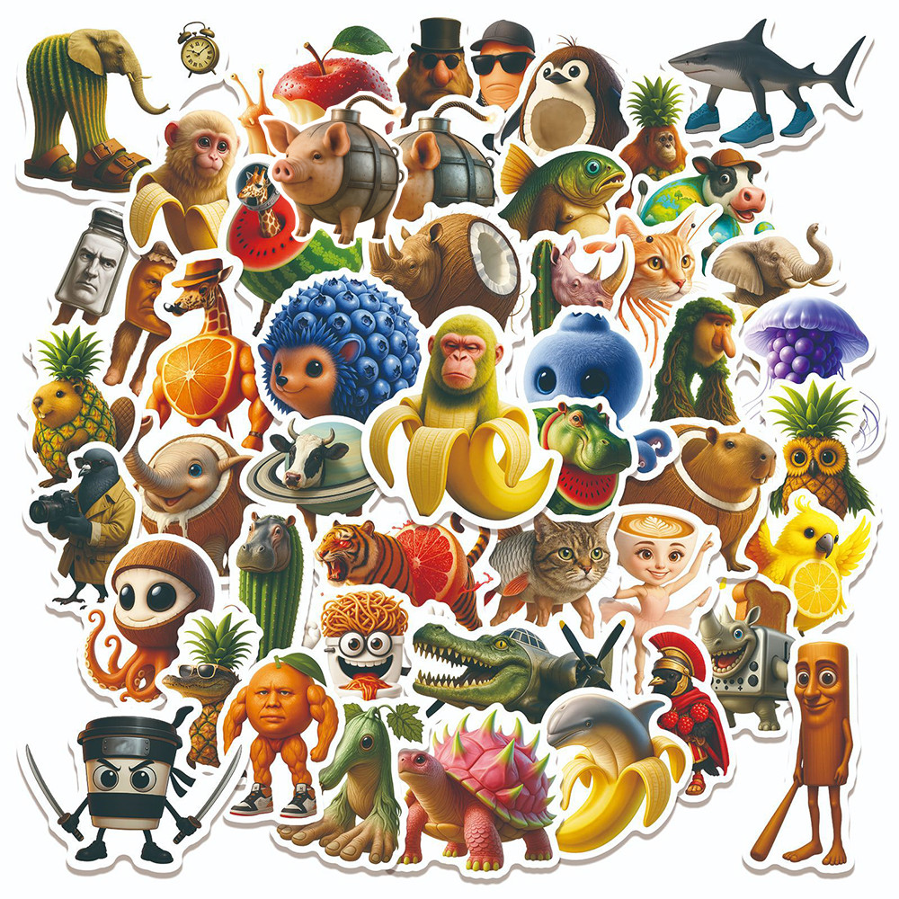 

10/30/60pcs Italian Brainrot Stickers Tung Tung Tung Sahur Decals Funny Animal Sticker Toys Waterproof DIY Laptop Phone Car