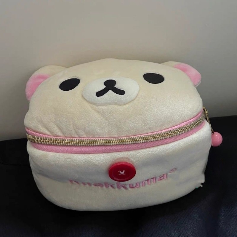 

Kawaii Rilakkuma Bear Elliptical Stereoscopic Pencil Bag Portable Stationery Storage Bag Easy Bear Storage Bag Makeup Bag Gifts