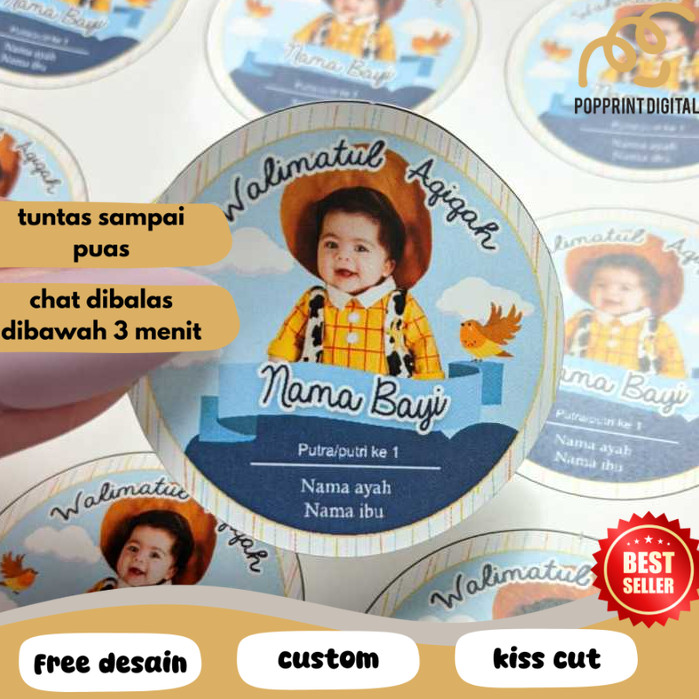 

PpD 2-4 Stiker Label Tasyakuran Aqiqah Sticker Nama Anak Bayi Ucapan Kelahiran Akikah Uk.Kecil