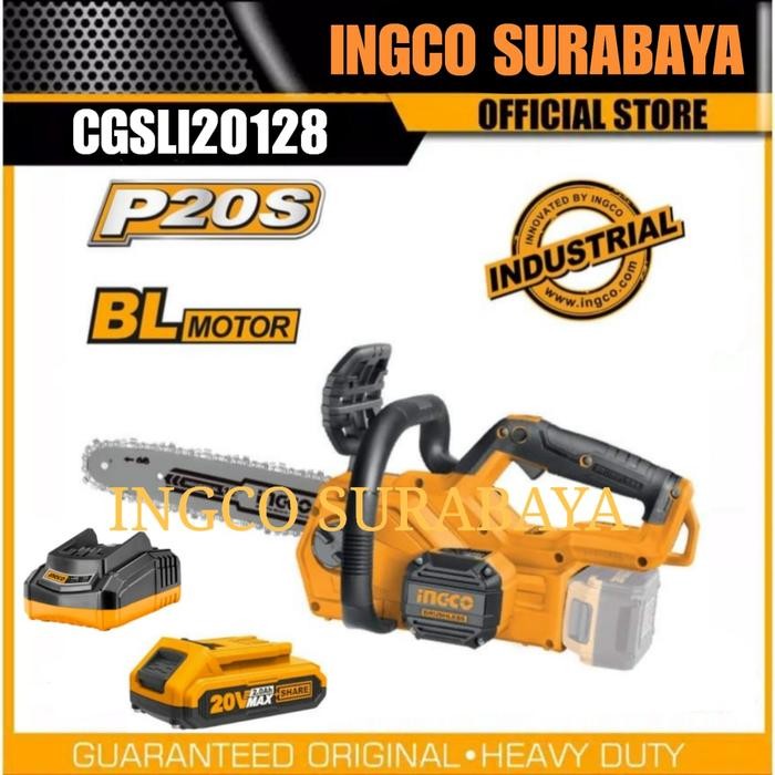 INGCO CGSLI20128 CHAINSAW 12" CORDLESS 20V MESIN GERGAJI KAYU BATERAI
