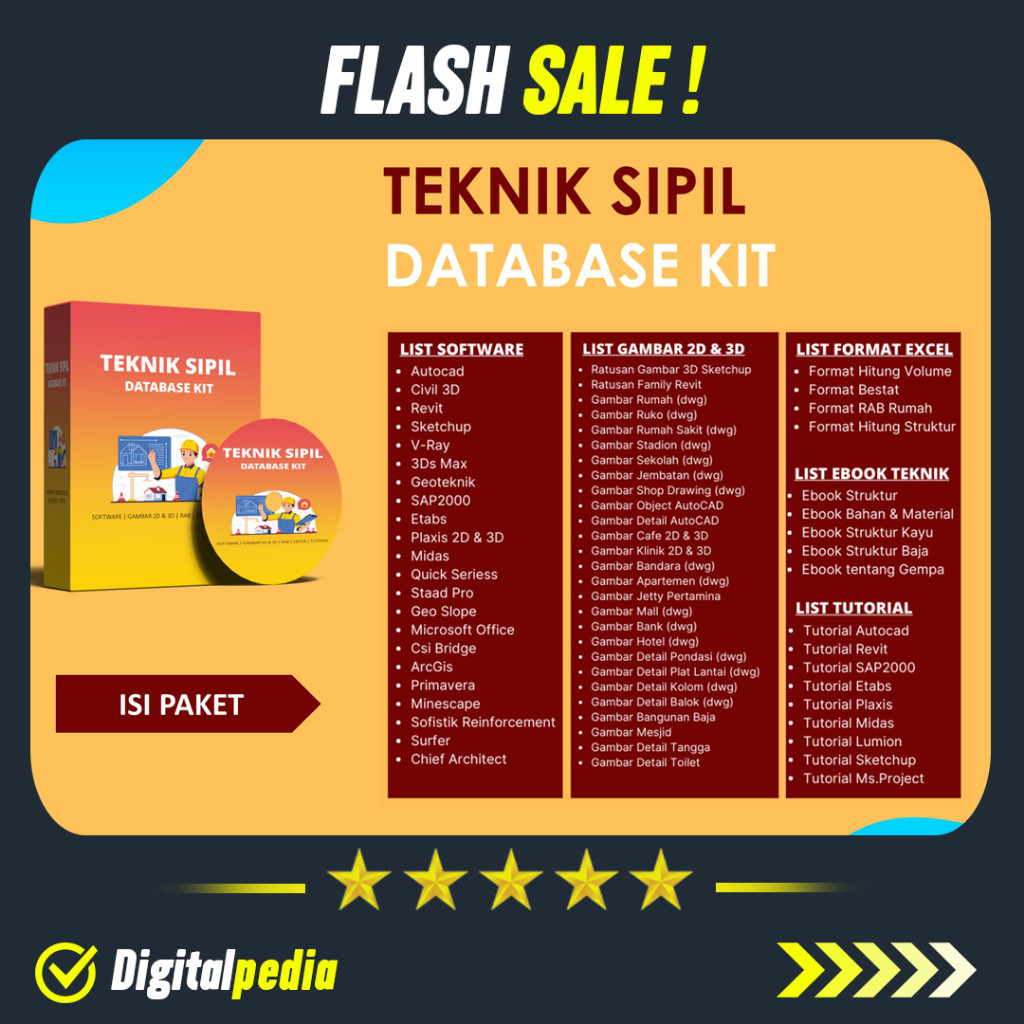 Bundle Database Teknik Sipil & Arsitektur Terlengkap 200GB - Kumpulan Template 3D Design