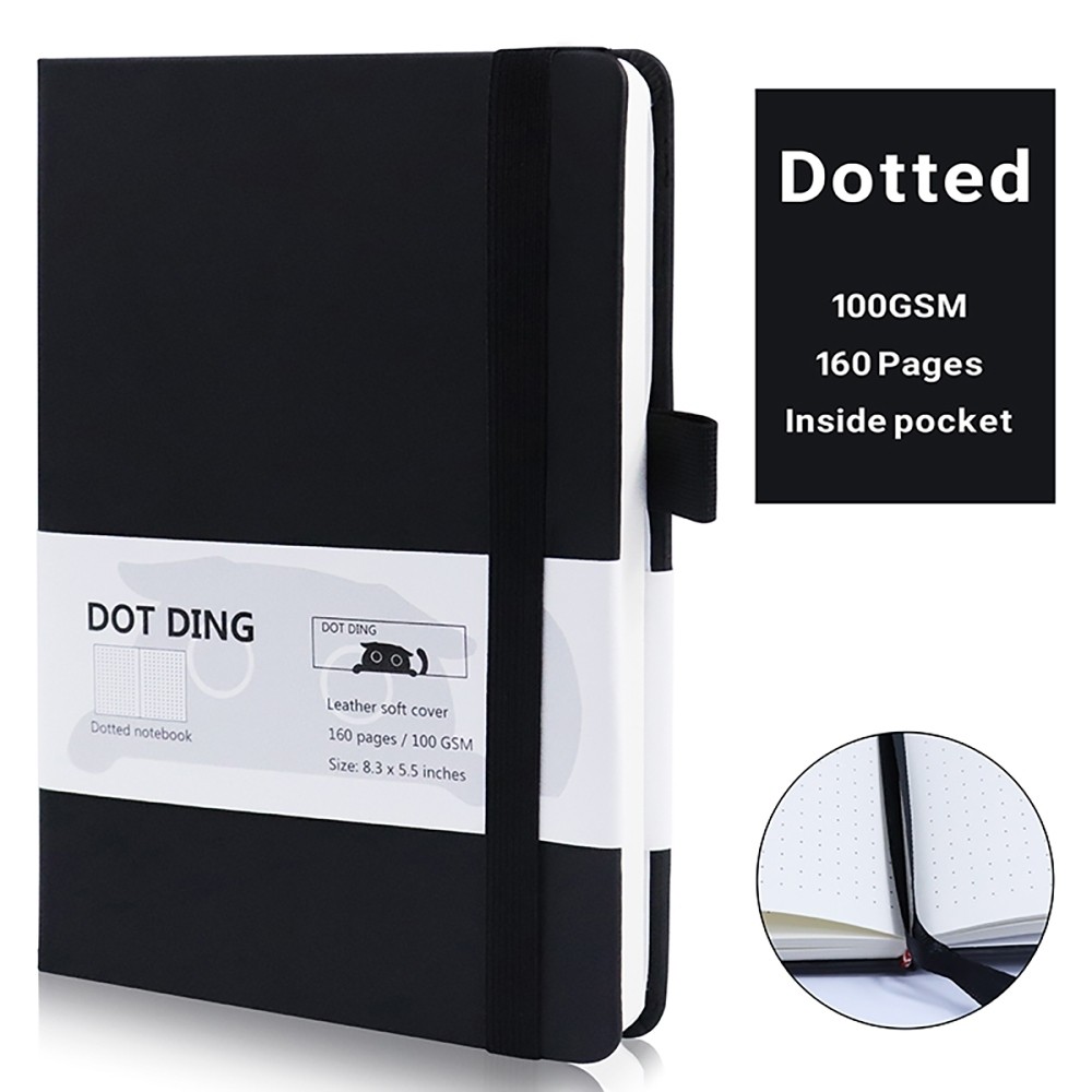 

A5 Notebook Dotted Journal Grid Pages 80 Sheets 100 GSM PU Leather Hard Covered Notepads Planner School Office Supplies Stationery Gift
