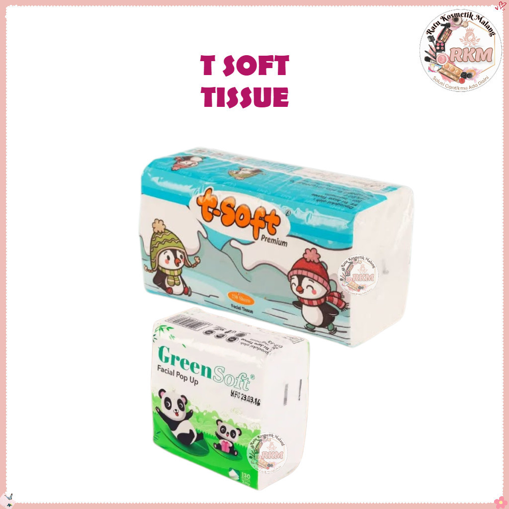 T-SOFT Premium Facial Tissue 200 Sheets 2 Ply Tisu Wajah Multi Tissue | Greensoft Pop Up 130