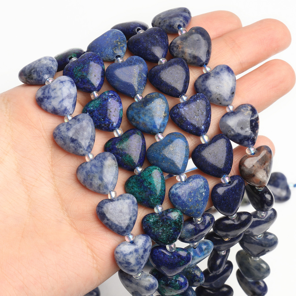 14mm Love Heart Lapis Lazuli Amethyst Labradorite Beads Natural Stone Loose Beads for Jewelry Making