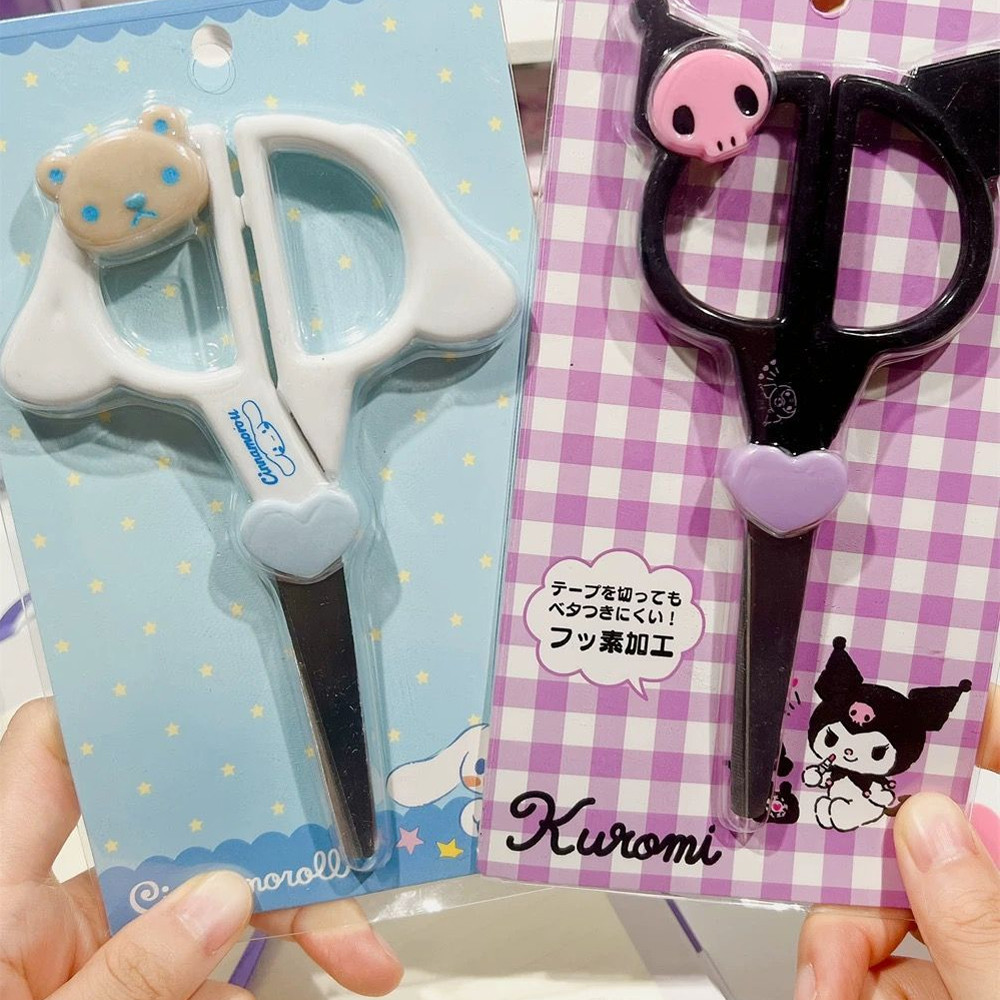 

Cute Cartoon Sanrio My Melody Kuromi DIY Handmade Safety Scissors Cinnamoroll Household items Girls Stickers Cutting Tools Gifts