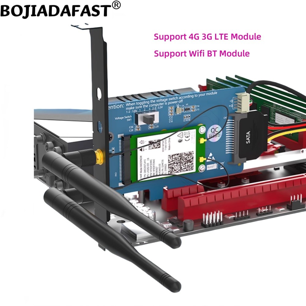 PCI-E 1X To Mini PCIe MPCIe Wireless Adapter 1 SIM Card Slot With 2 Antenna for 4G 3G LTE Modem / Wi