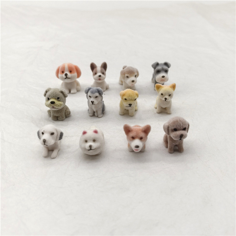 6-100Pcs Flocked Dog Puppy Fans Collection Shaggy Model Mini Cute Realistic Animal Friend in My Pock