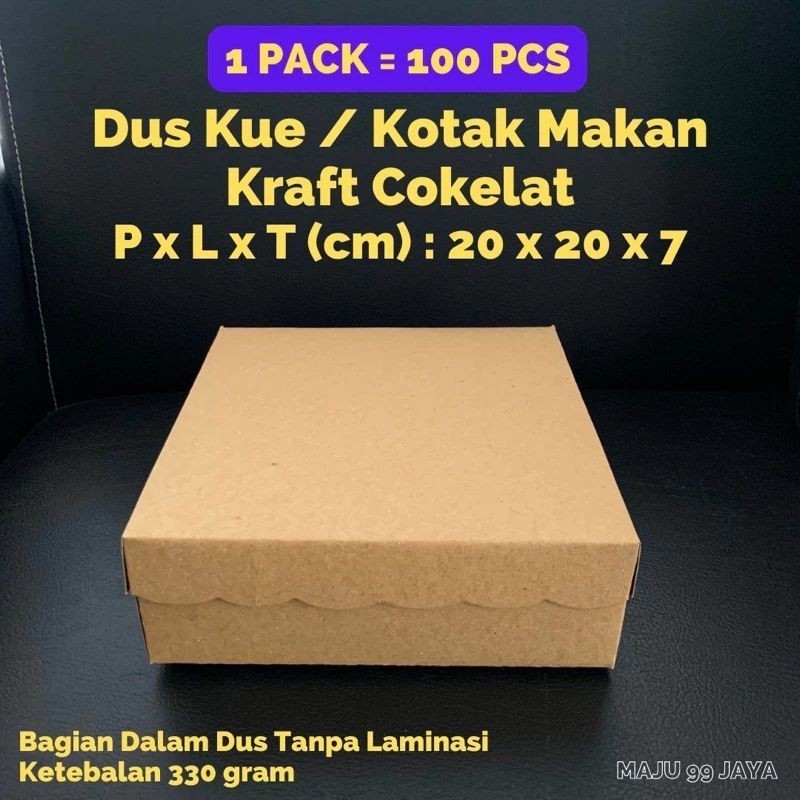 KOTAK KARDUS NASI COKELAT KRAFT R10K 20X20X7 KARDUS NASI R20 TEBAL 350GRAM ISI 100PCS
