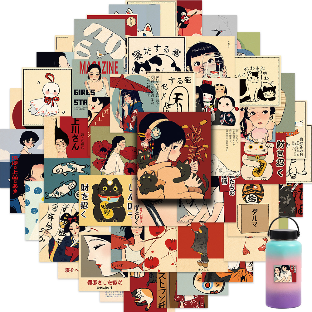 

50pcs Vintage Classic Japanese Anime Scrapbook Stickers DIY Diary Laptop Luggage Skateboard Graffiti Decal Classic Toys