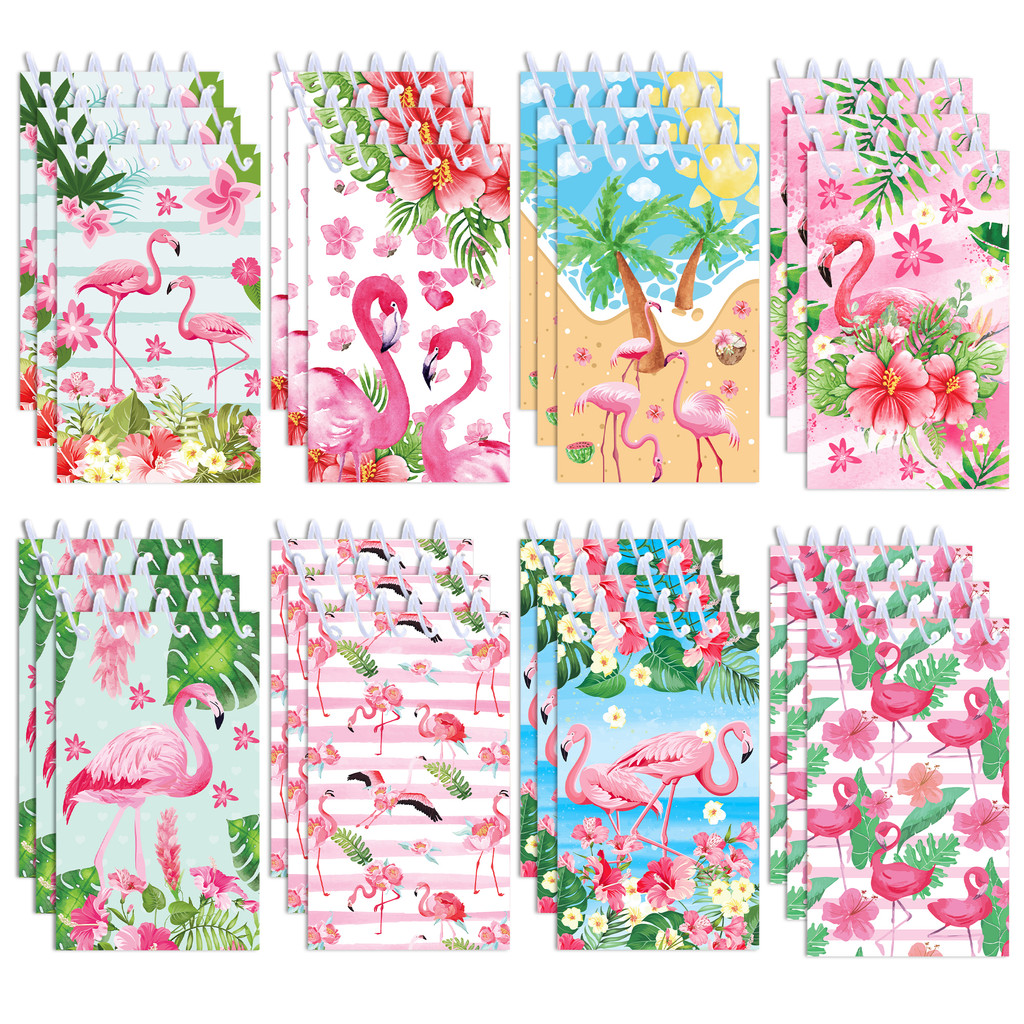 

8pcs Hawaii Flamingo Mini Spiral Pocket Notebooks Memo Pad Coil Booklet Notepads For Stationery School Diaries Summer Party