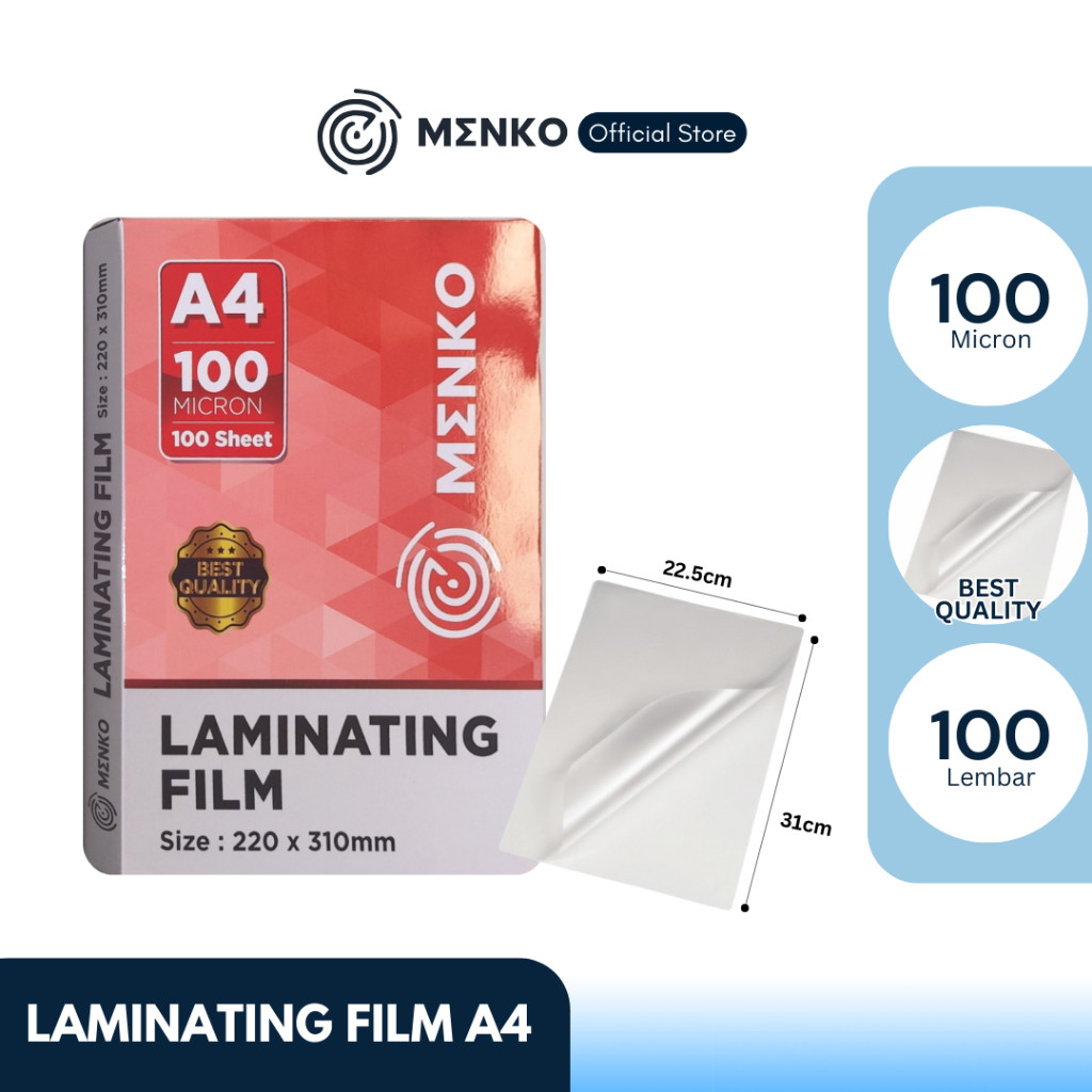 

MENKO Laminating Film / Plastik Laminating MENKO A4 / Plastik Ijazah / Plastik Press Sertifikat isi 100 Lembar