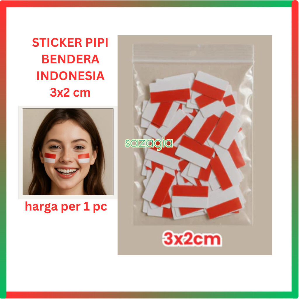 

Stiker Pipi Bendera Indonesia 3x2 cm Face Sticker Merah Putih Satuan [SG]